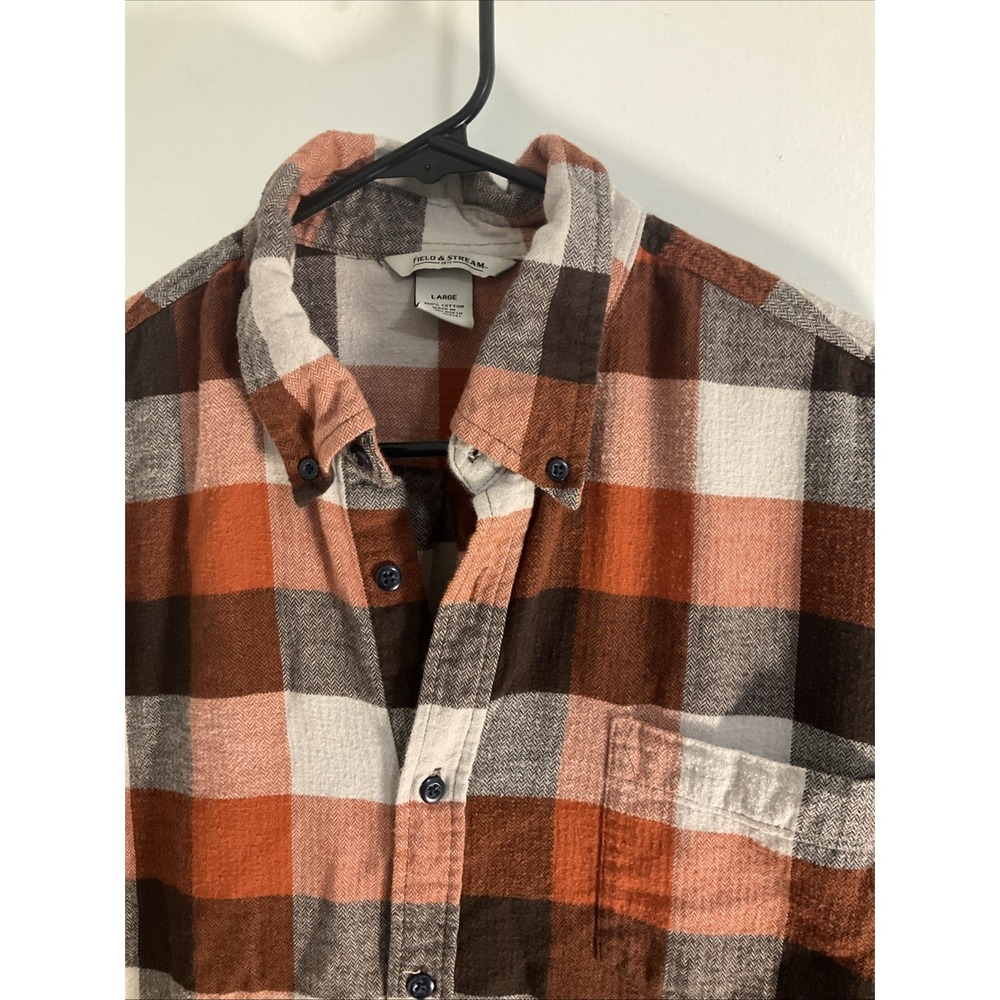 Field and Stream Flannel Shirt Size Large Plaid Button Front Long Sleeve Western - Picture 3 of 6